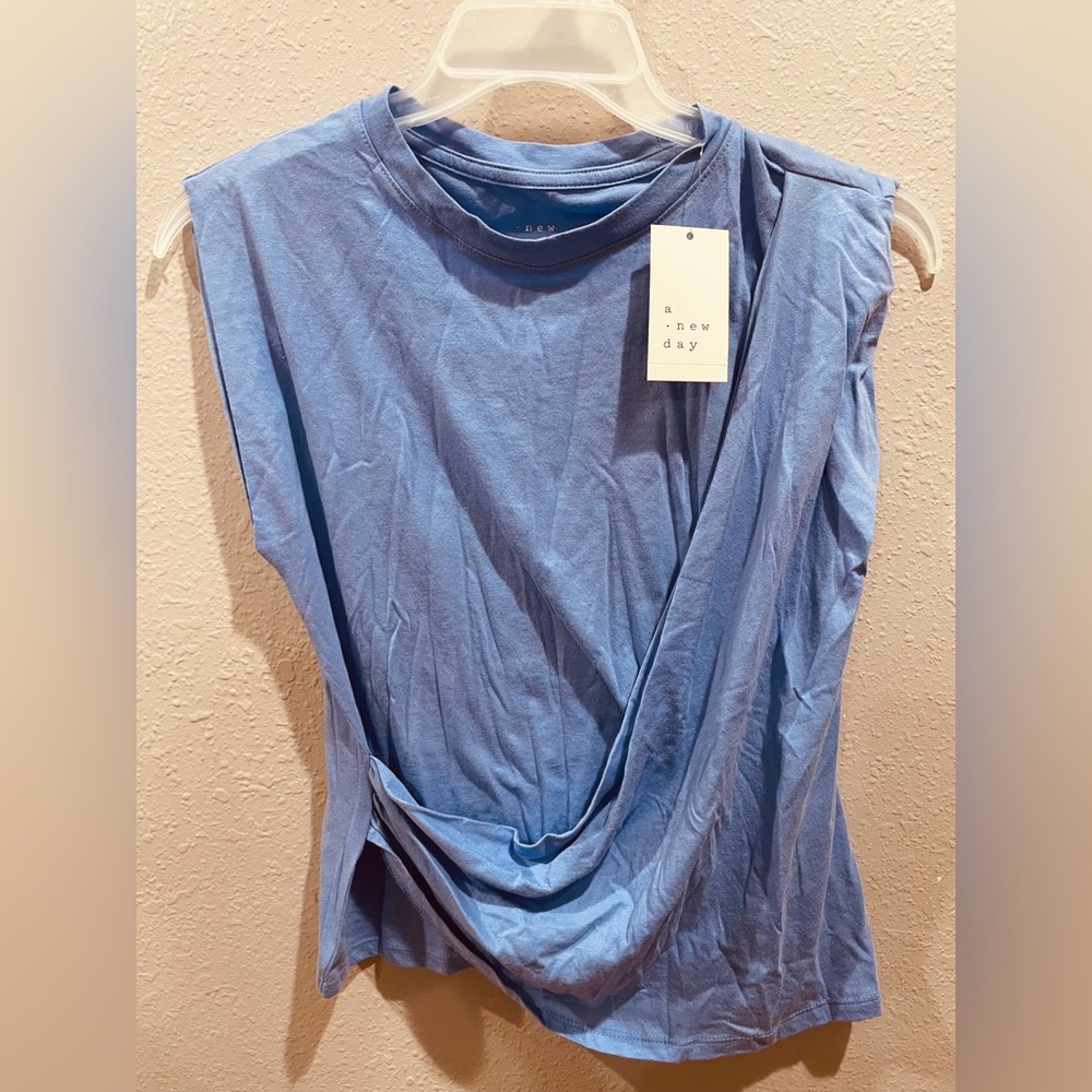 a new day Light Blue Draped Muscle Tee